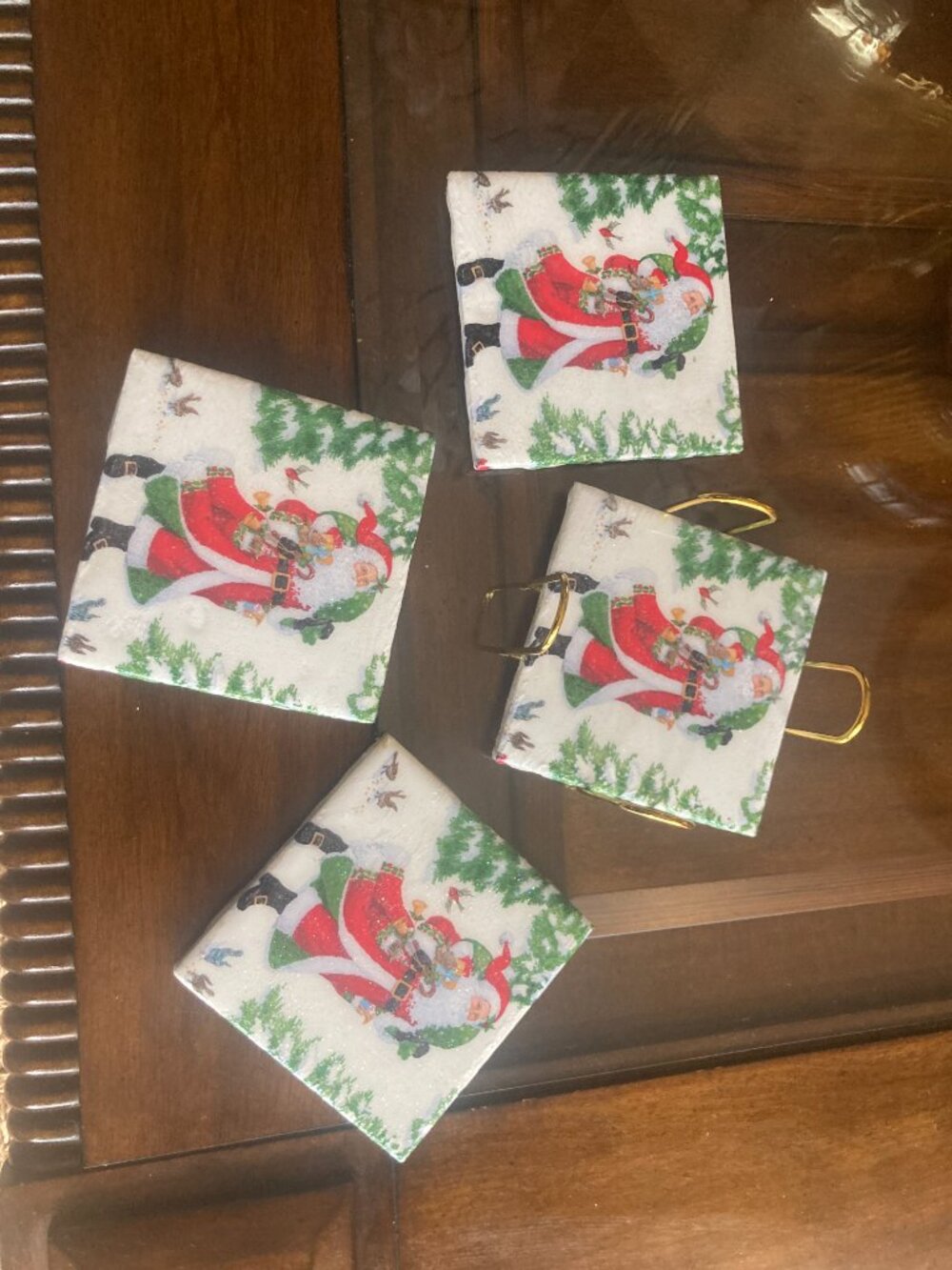 Christmas Santa Coasters Set of 4 - Picture 2 of 4
